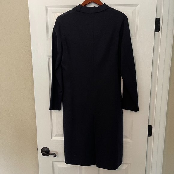 doppia Aline Shift Dress and Overcoat Ensemble - Size 8 - Navy Blue - Picture 4 of 6